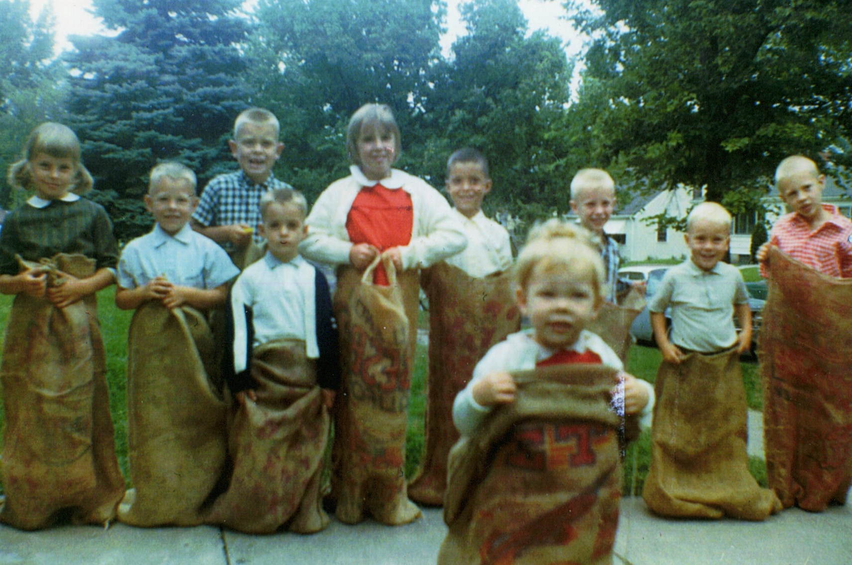 Me, Davy and friends before Gunny Sac Races at another birthday party.
